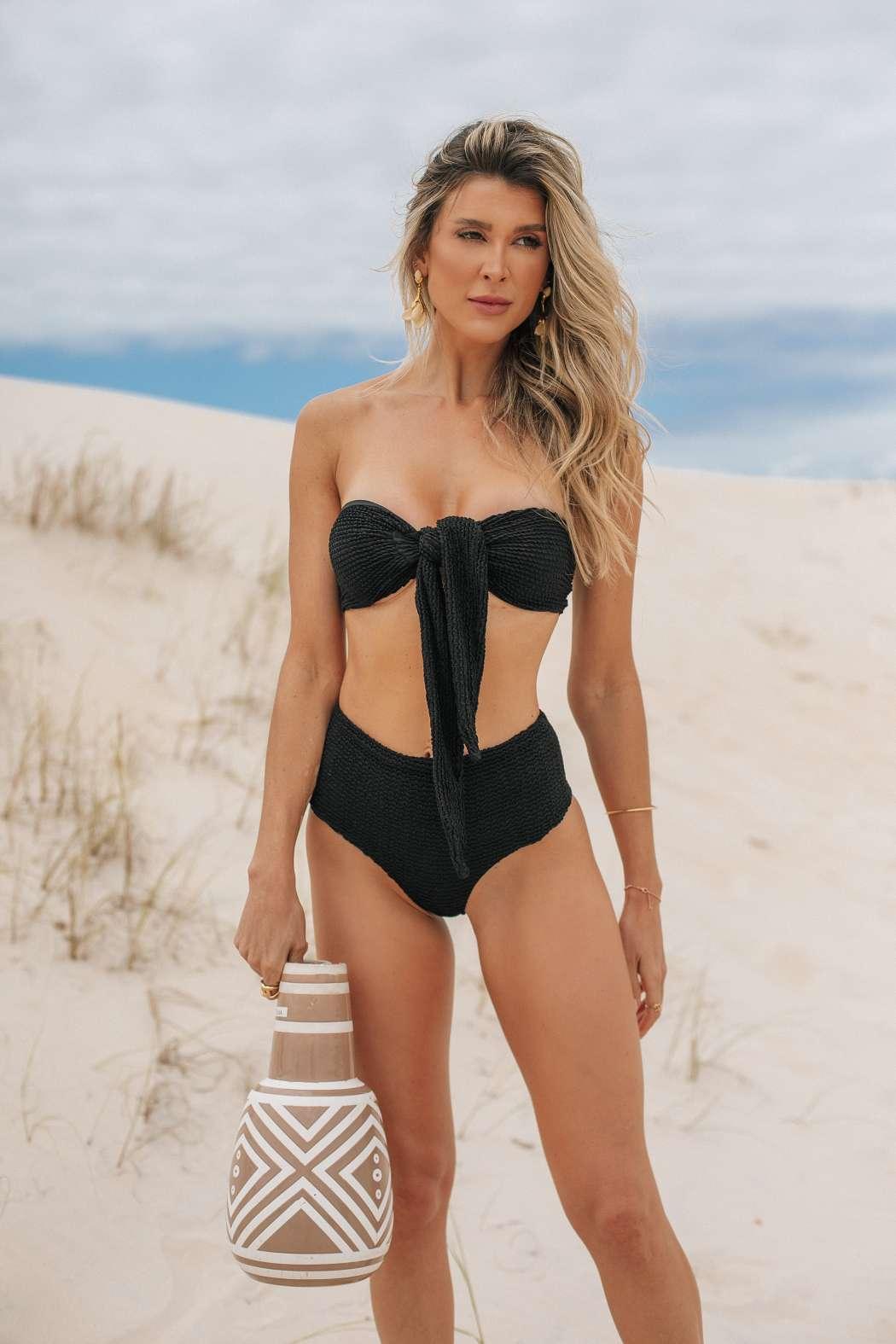 TOP BANDEAU EM POLIAMIDA - Preto