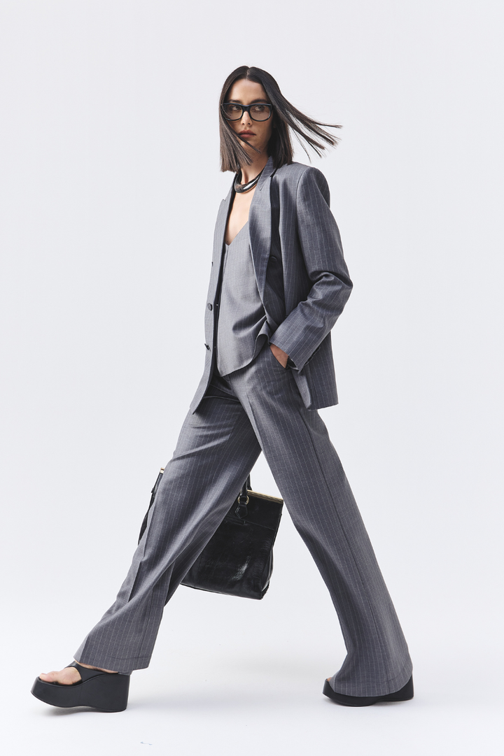 Blazer de Alfaiataria Antonia Cinza Claro