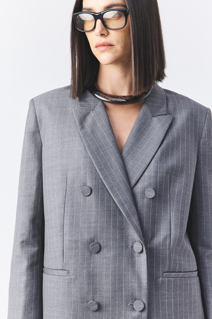Blazer de Alfaiataria Antonia Cinza Claro