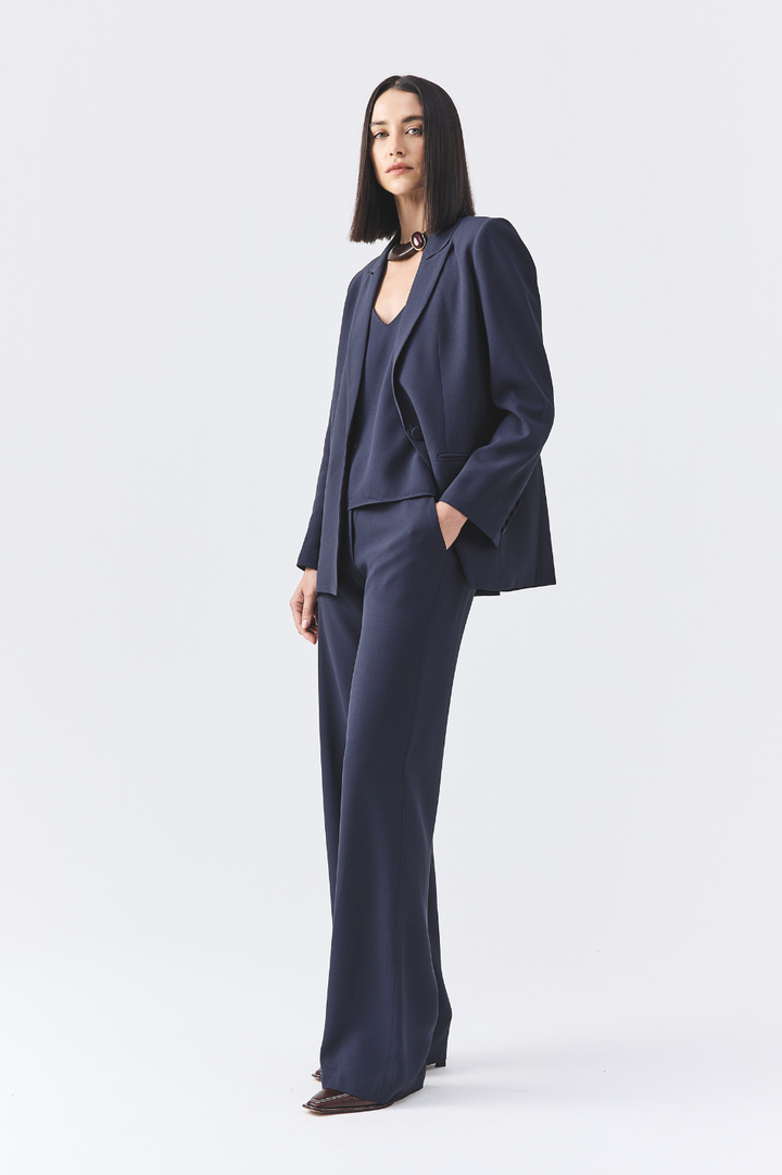 Blazer de Alfaiataria Connie Azul Marinho