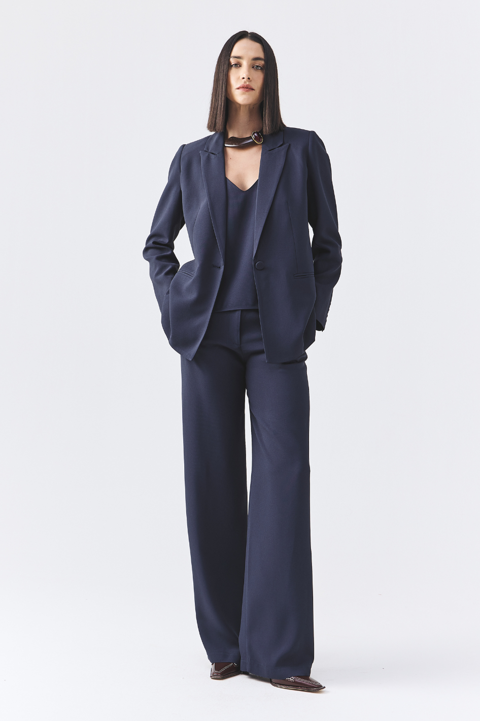 Blazer de Alfaiataria Connie Azul Marinho