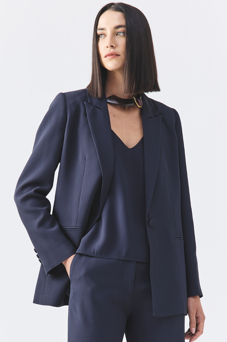 Blazer de Alfaiataria Connie Azul Marinho