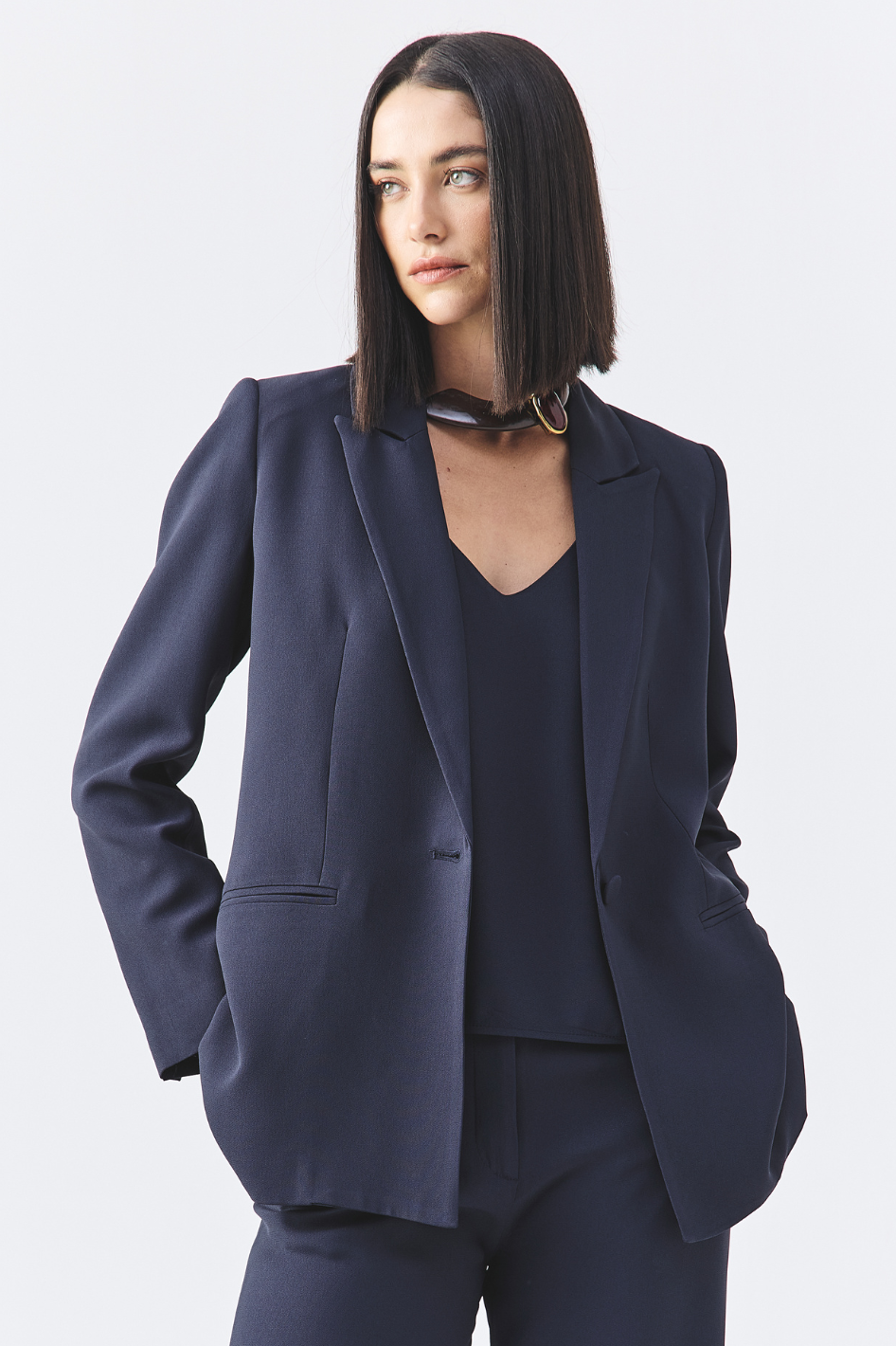 Blazer de Alfaiataria Connie Azul Marinho