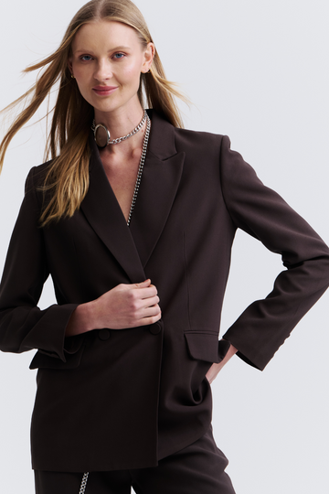 Blazer de Alfaiataria Marrom Aurora em alfaiataria