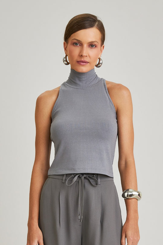 Blusa Canelada Cinza Nina