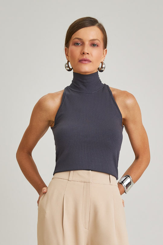 Blusa Canelada Grafite Nina
