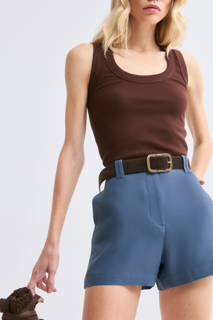 Blusa Canelada Marrom Café Clarissa