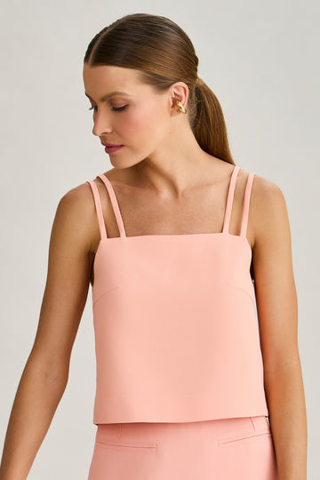 Blusa de Alfaiataria Peach Luana em crepe de acetato modelagem reta