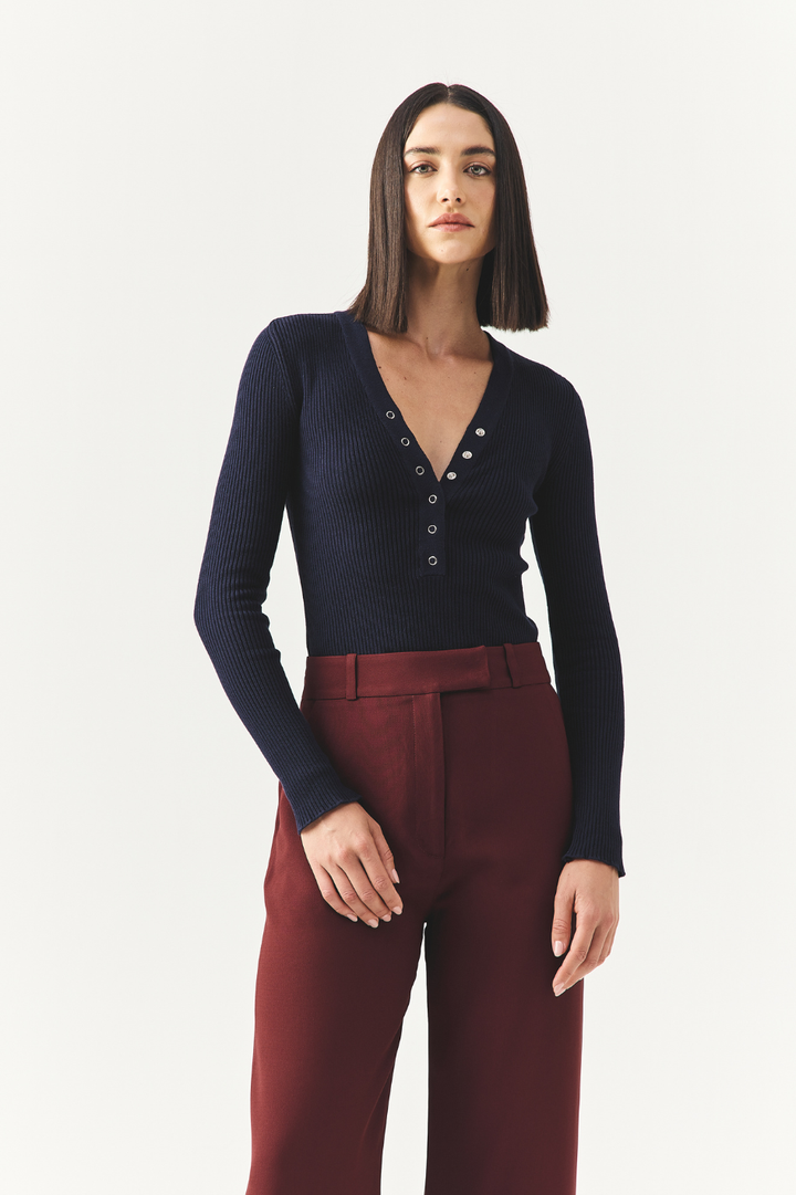 Blusa Tricot Luna Azul Marinho