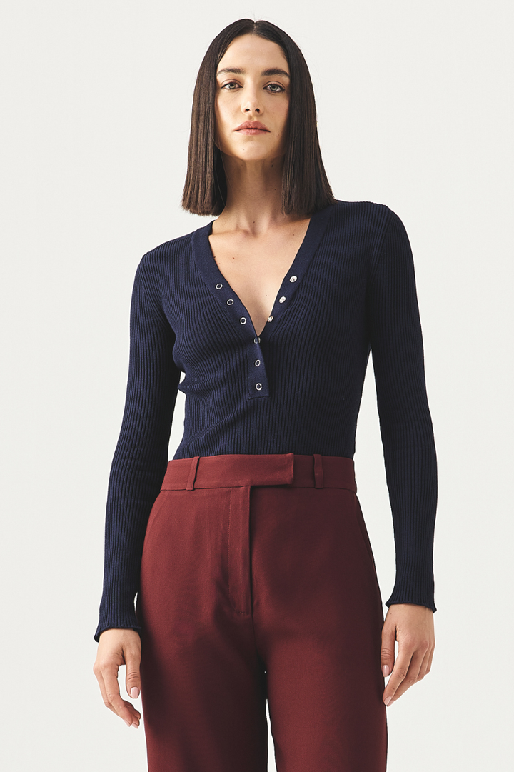 Blusa Tricot Luna Azul Marinho