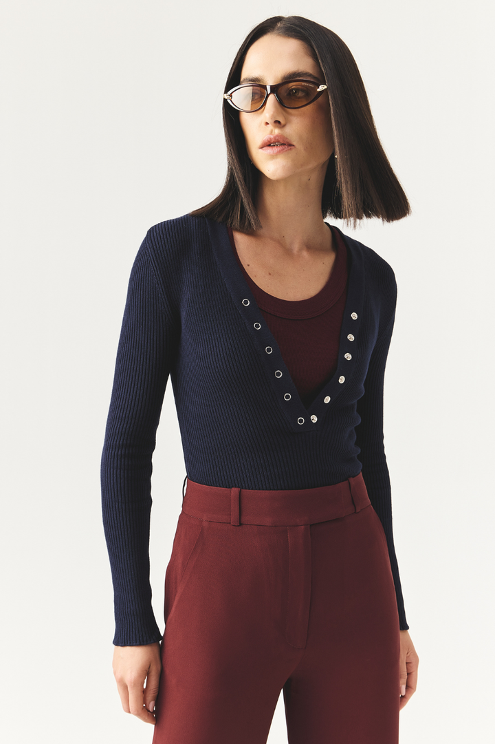 Blusa Tricot Luna Azul Marinho