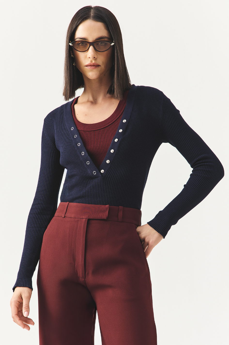 Blusa Tricot Luna Azul Marinho
