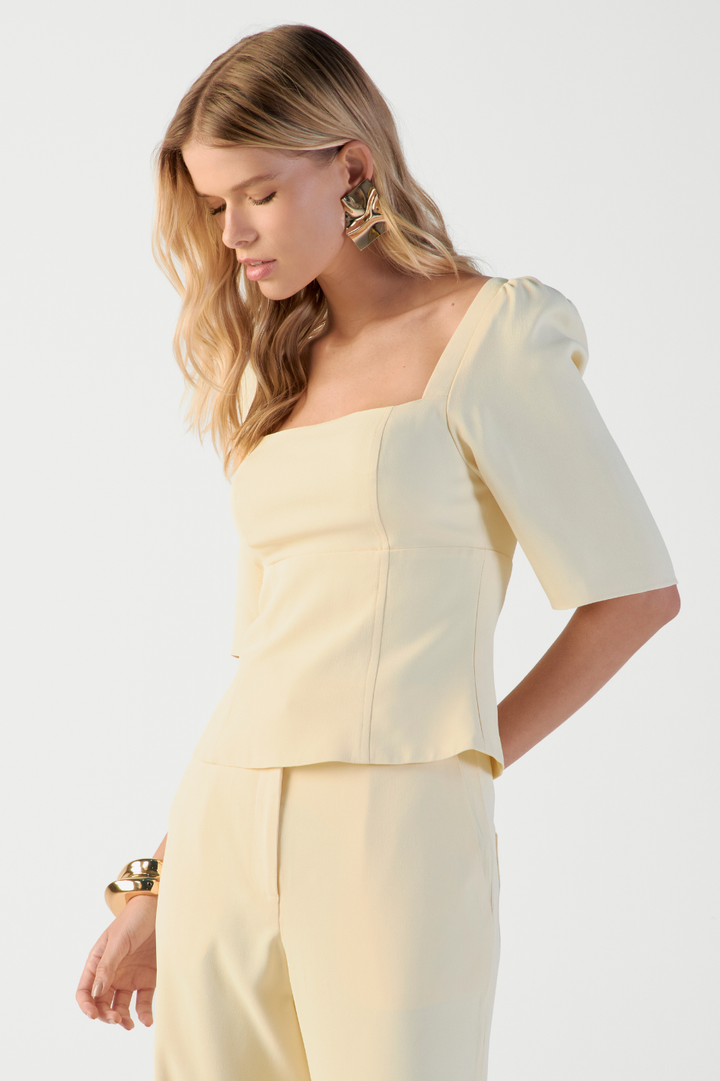 Blusa de Alfaiataria Amarelo Manteiga Molly