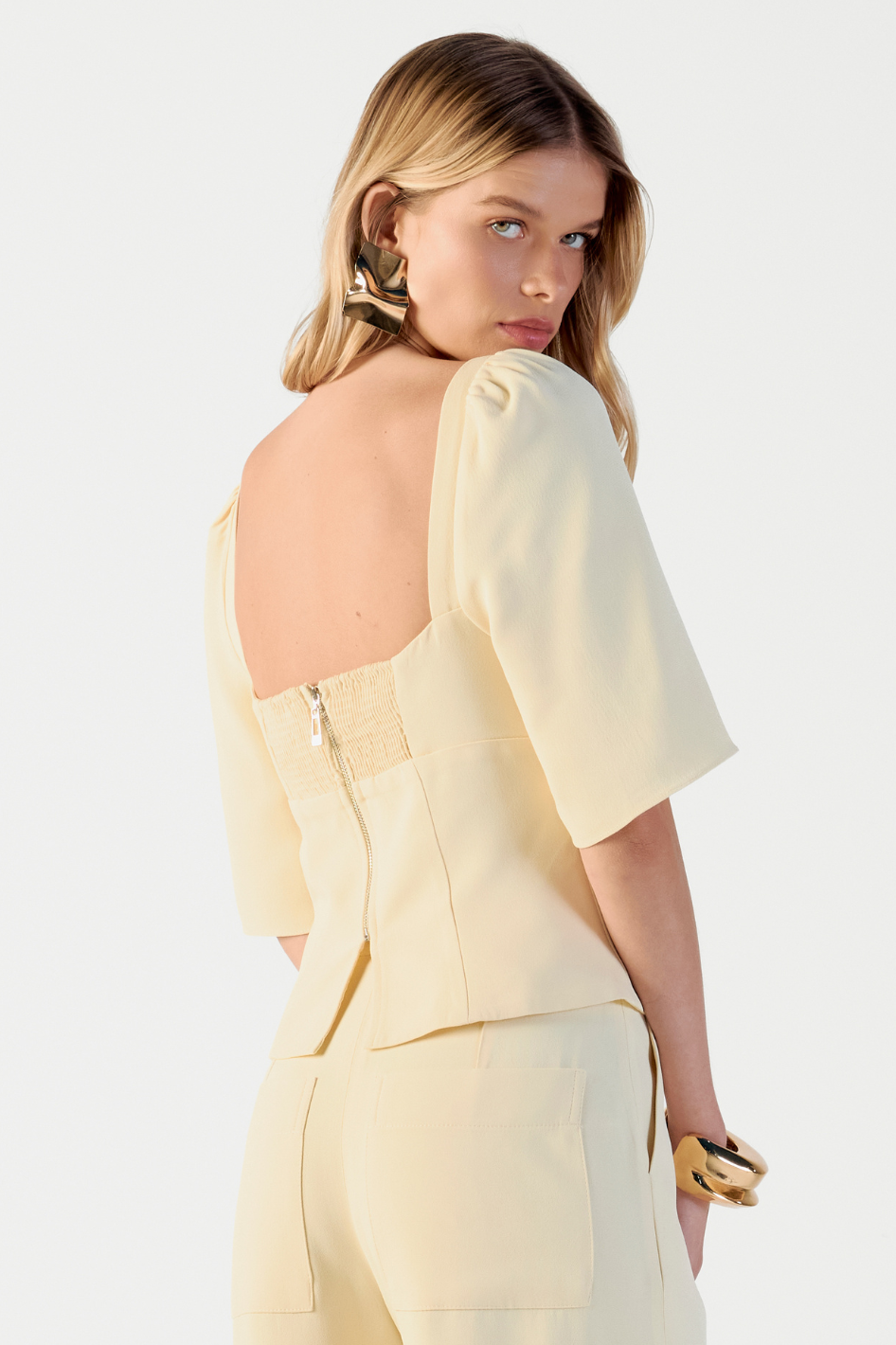 Blusa de Alfaiataria Amarelo Manteiga Molly