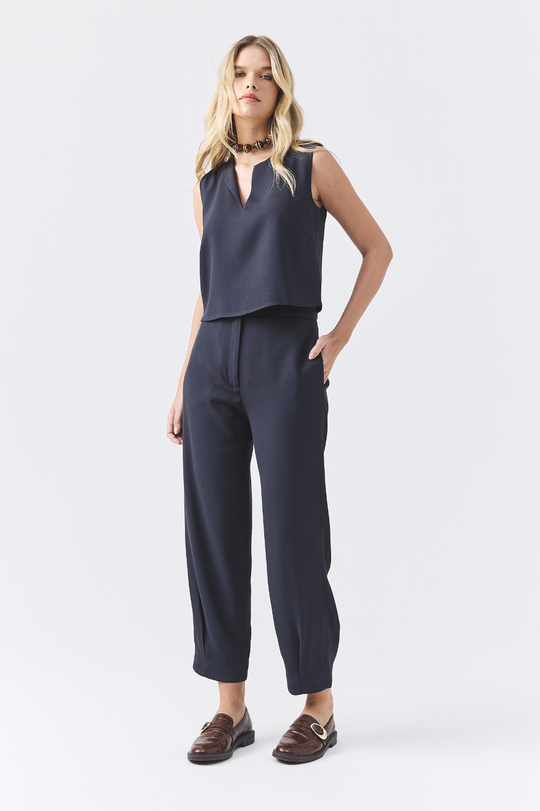 Calça de Alfaiataria Azul Marinho Olivia