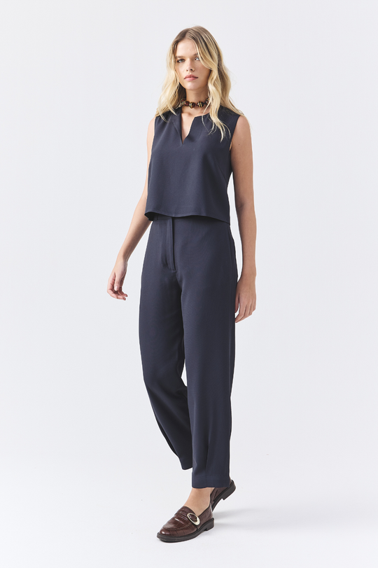 Calça de Alfaiataria Azul Marinho Olivia