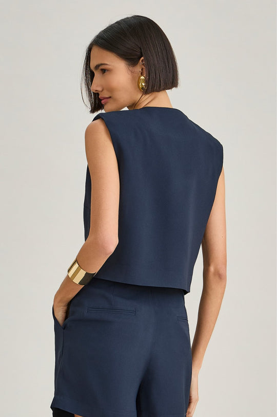 Blusa de Alfaiataria Azul Marinho Nadia
