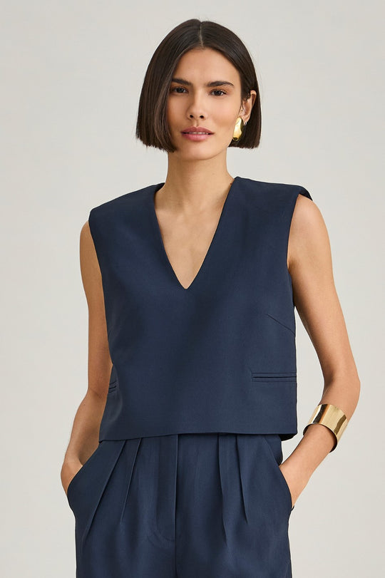 Blusa de Alfaiataria Azul Marinho Nadia