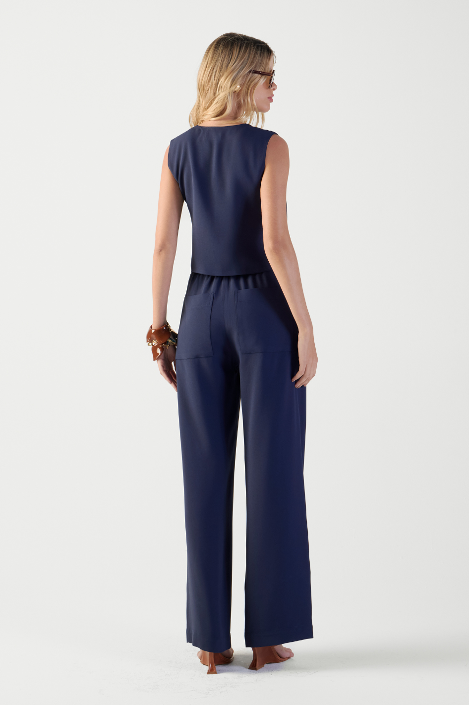 Blusa de Alfaiataria Azul Profundo Alana