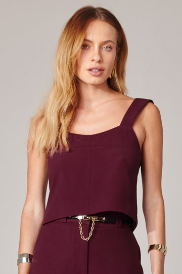 Blusa de Alfaiataria Berinjela Amy em acetato