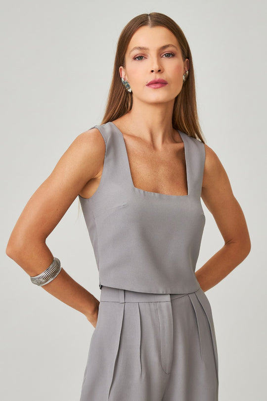 Blusa de Alfaiataria Cinza Cleo
