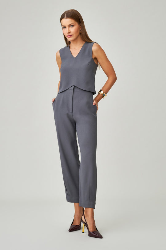 Blusa de Alfaiataria Cinza Chumbo Fabiana