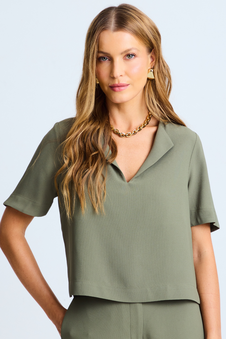 Blusa de Alfaiataria Domenica Verde Militar