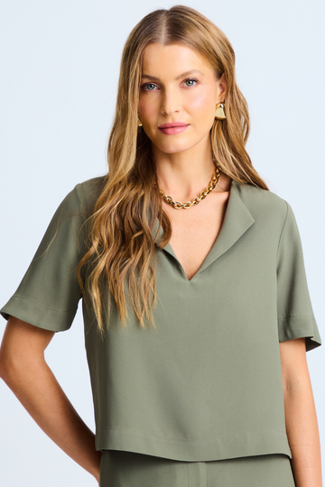 Blusa de Alfaiataria Domenica Verde Militar