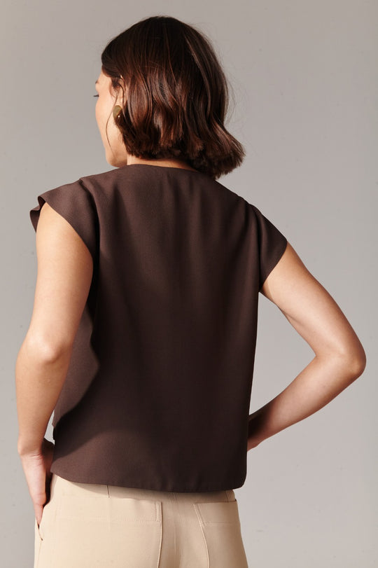 Blusa de Alfaiataria Lina Marrom Café