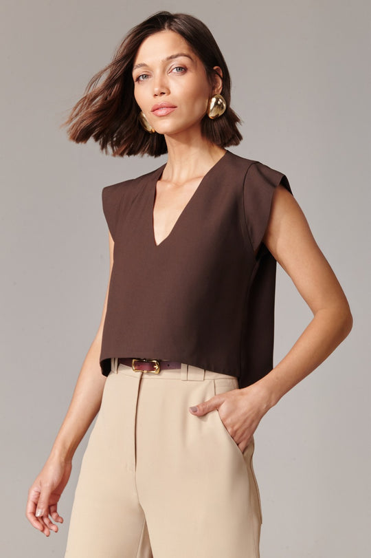Blusa de Alfaiataria Lina Marrom Café