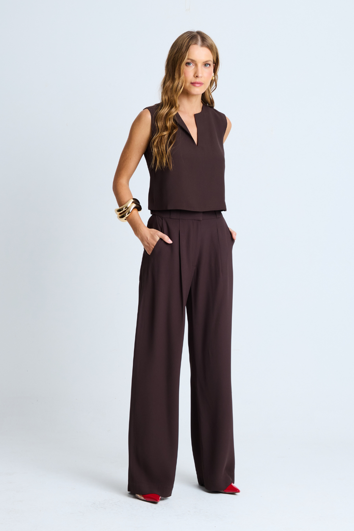 Blusa de Alfaiataria Marrom Café Alana