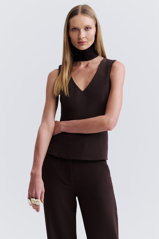 Blusa de Alfaiataria Marrom Café Nani