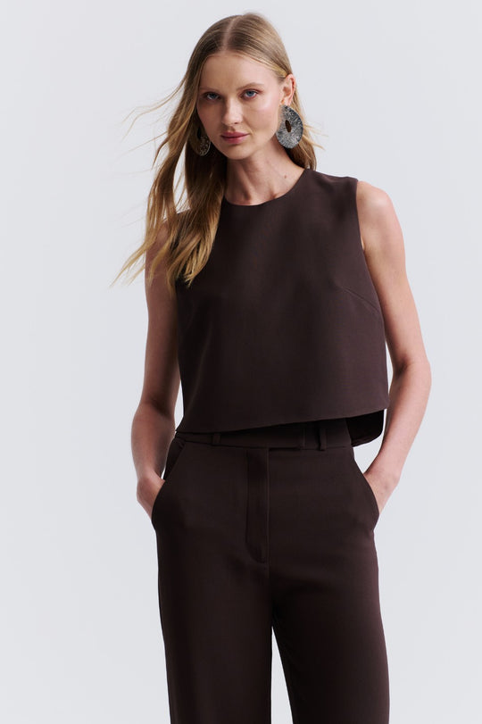 Blusa de Alfaiataria Marrom Café New Samira