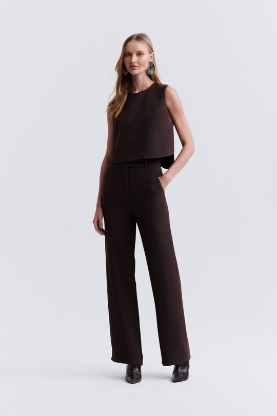Blusa de Alfaiataria Marrom Café New Samira