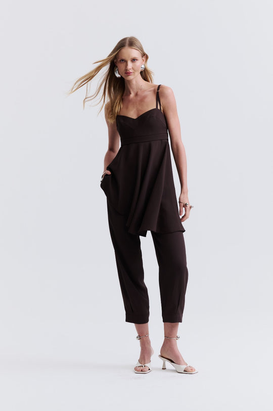 Calça de Alfaiataria Marrom Olivia