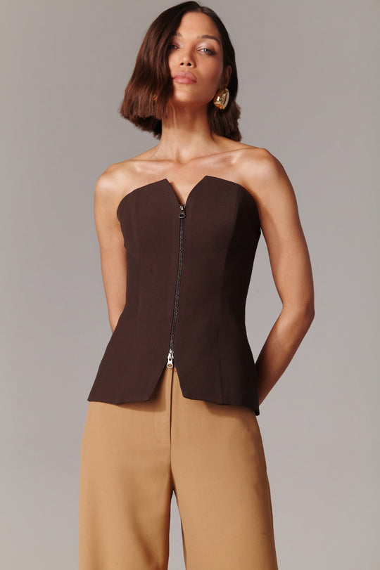 Blusa de Alfaiataria Marrom Maia