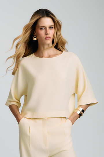 Blusa de Alfaiataria Miranda Amarelo Creme