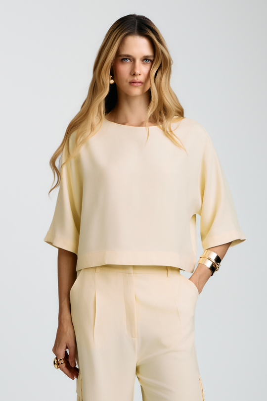 Blusa de Alfaiataria Miranda Amarelo Creme