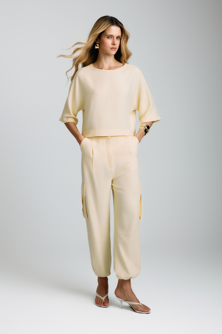 Blusa de Alfaiataria Miranda Amarelo Creme