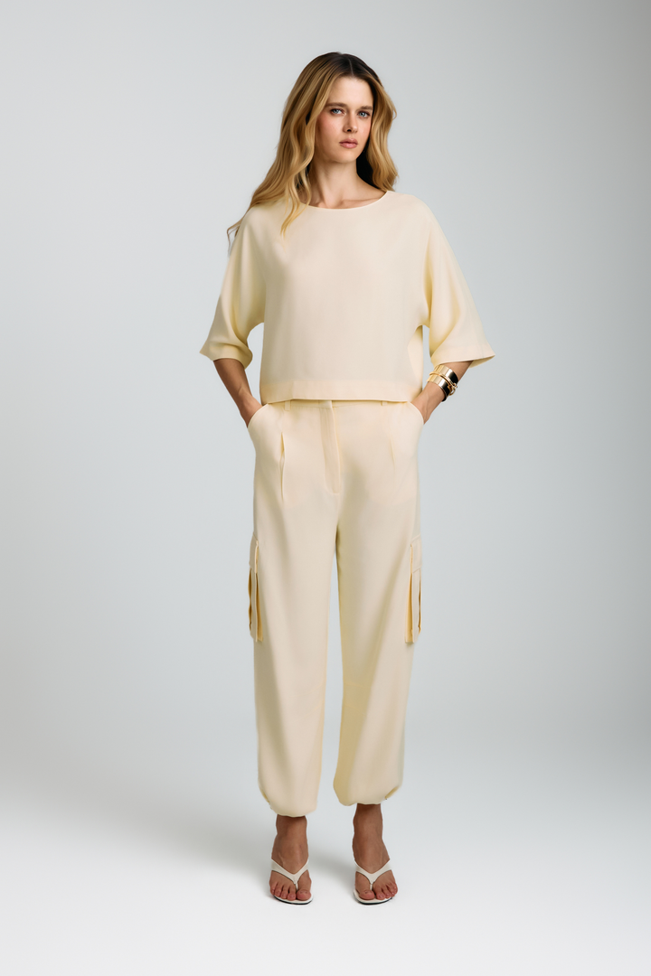 Blusa de Alfaiataria Miranda Amarelo Creme