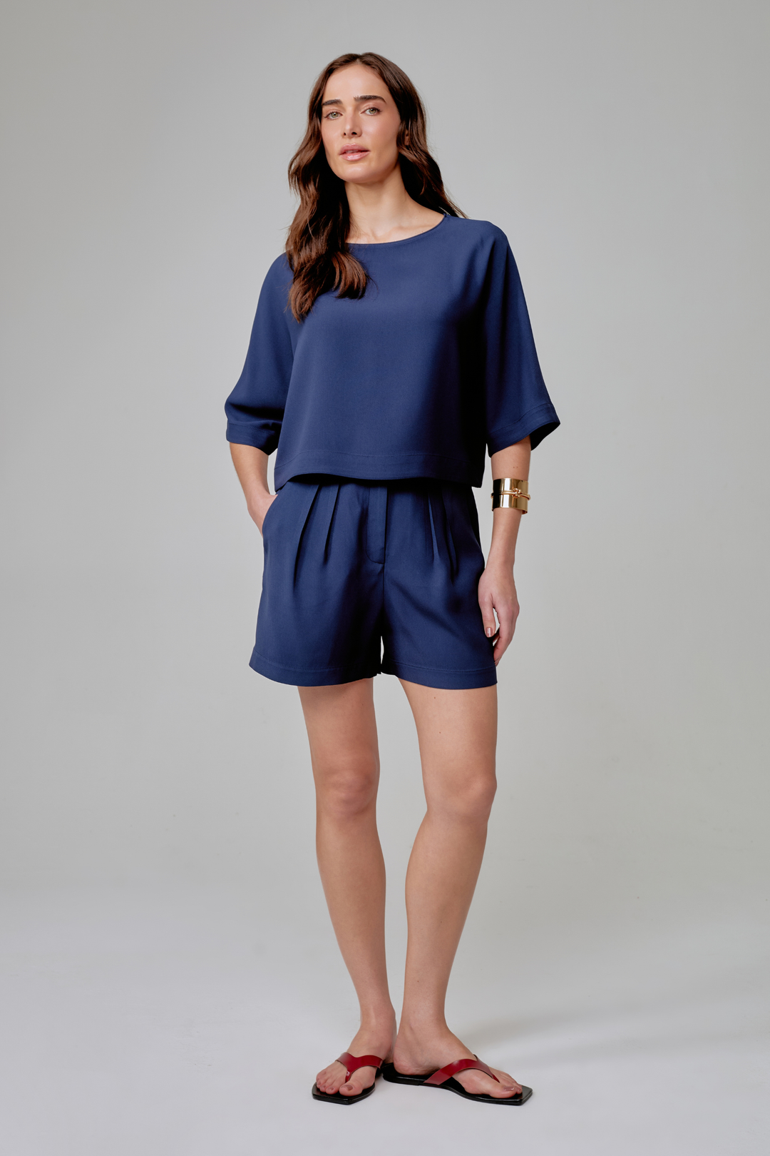 Blusa de Alfaiataria Miranda Azul Marinho