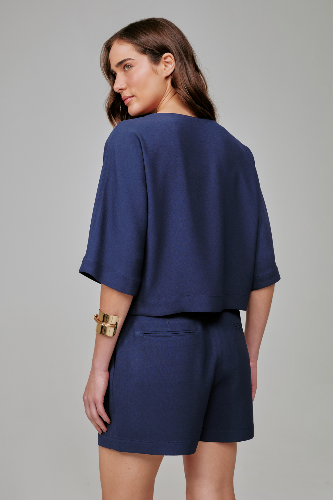 Blusa de Alfaiataria Miranda Azul Marinho