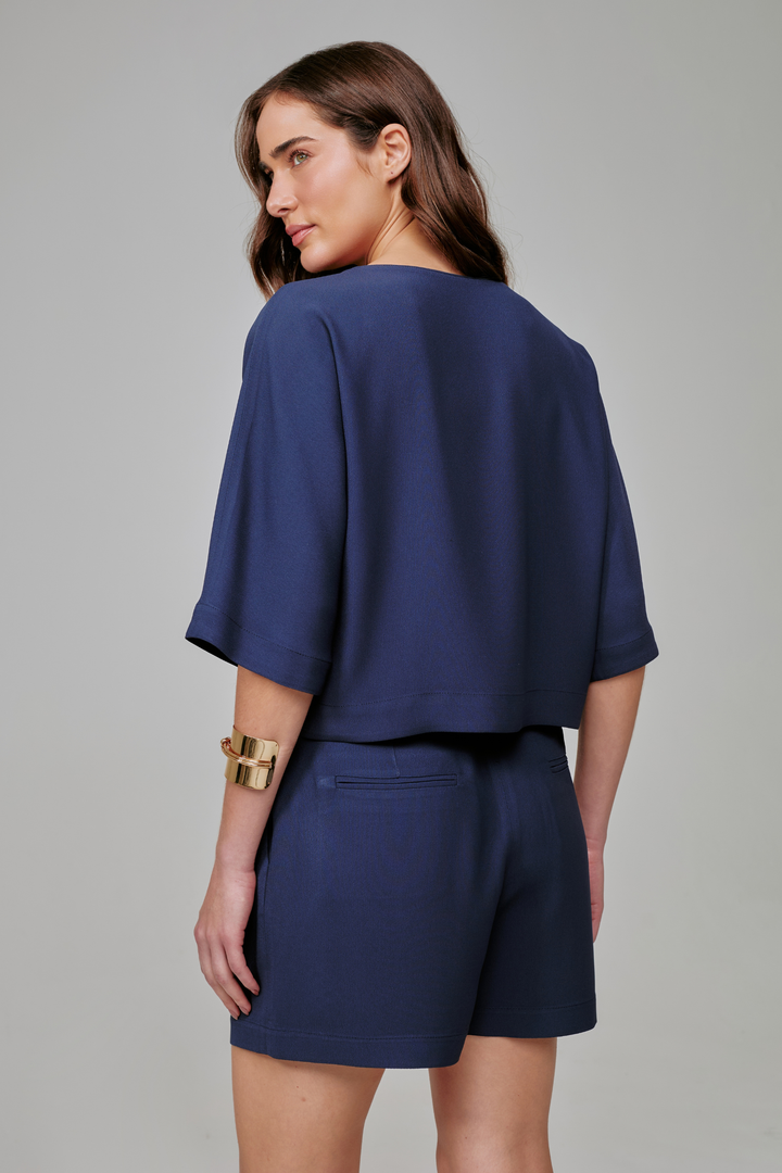 Blusa de Alfaiataria Miranda Azul Marinho