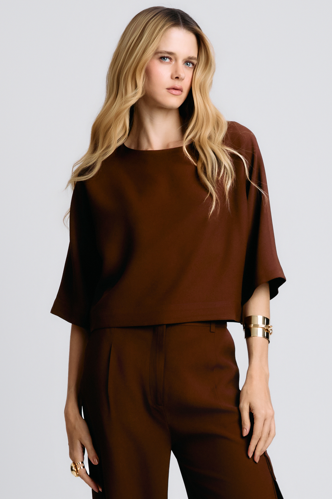 Blusa de Alfaiataria Miranda Marrom Cacau
