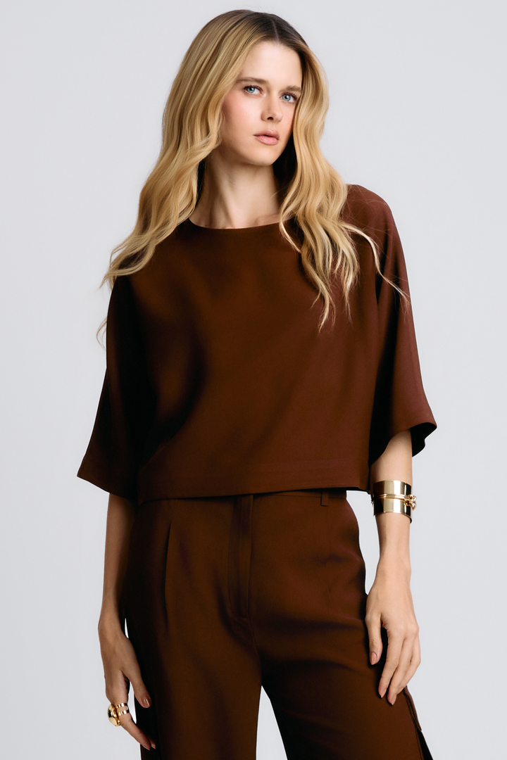Blusa de Alfaiataria Miranda Marrom Cacau
