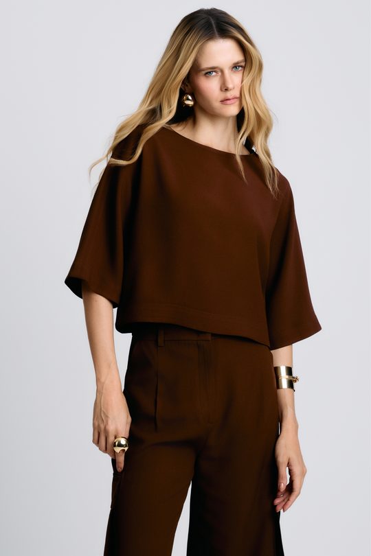 Blusa de Alfaiataria Miranda Marrom Cacau