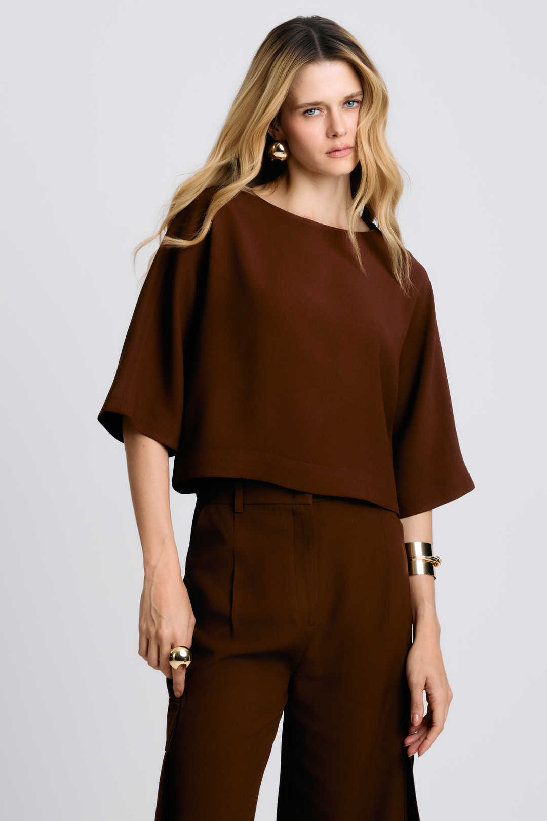 Blusa de Alfaiataria Miranda Marrom Cacau