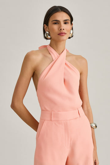 Blusa de Alfaiataria Peach Viviane em crepe de acetato