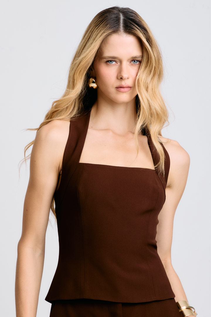 Blusa de Alfaiataria Talita Marrom Cacau