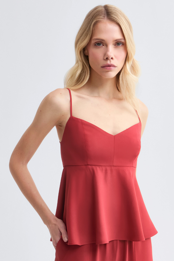 Blusa de Alfaiataria Vermelho Falu Laura em acetato